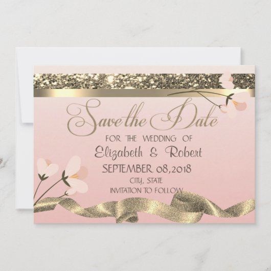 Elegant Stilvoll floral Save the Date (Vorderseite)