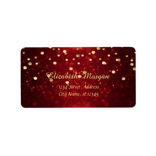 Elegant stilvoll ,Fux Gold Foil Confetti,Bokeh Red Adressaufkleber (Vorne)