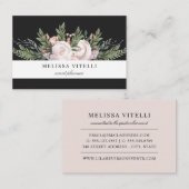 Elegant Stilvoll gestrichene Boho-Blume | Schwarz Visitenkarte (Vorne/Hinten)