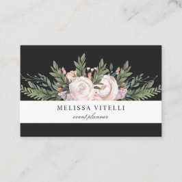 Elegant Stilvoll gestrichene Boho-Blume | Schwarz Visitenkarte