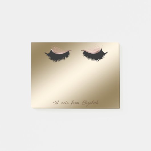 Elegant, stilvoll, Girly, Gold, Imitate Lashes Post-it Klebezettel (Vorderseite)