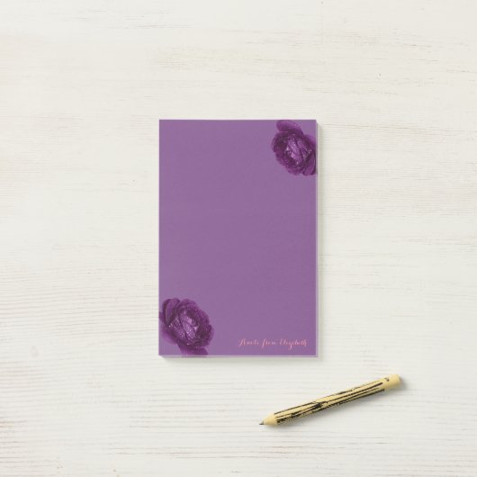 Elegant Stilvoll Girly, Lila Rose Post-it Klebezettel (Auf Schreibtisch)