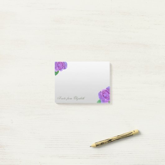 Elegant Stilvoll Girly, Lila Roses Post-it Klebezettel (Auf Schreibtisch)