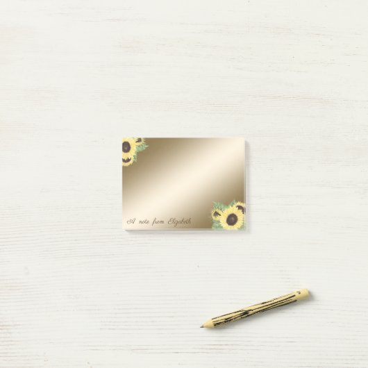 Elegant, stilvoll, Girly, Sonnenblumen Post-it Klebezettel (Auf Schreibtisch)