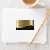 Elegant Stilvoll, glänzend, Imitate Gold, schwarze Adressaufkleber (Insitu)
