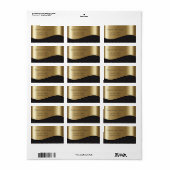 Elegant Stilvoll, glänzend, Imitate Gold, schwarze Adressaufkleber (Vorne)