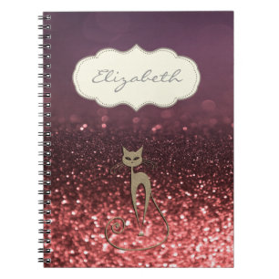 Elegant Stilvoll, Glittery Bokeh, Cat Notizblock