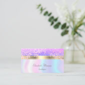 Elegant stilvoll Glittery Gold floral Holographic Visitenkarte (Stehend Vorderseite)