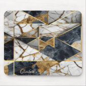 Elegant Stilvoll Gold Black Marble Geometric Mousepad (Vorne)