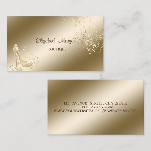Elegant stilvoll,Gold Confetti,High Heels Visitenkarte (Vorne/Hinten)