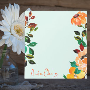 Elegant Stilvoll Hübsches Wasserfarbenflora Notizblock