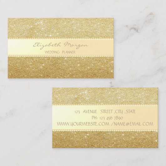 Elegant Stilvoll,Imitat Gold Glitzer,Streifen,Perl Visitenkarte (Vorne/Hinten)