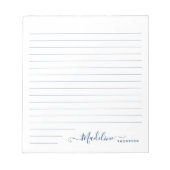 Elegant Stilvoll Modern Girly Script Navy Blue Notizblock (Vorderseite)