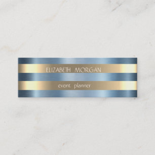 Elegant stilvoll modern gold gestreift,blau metall mini visitenkarte