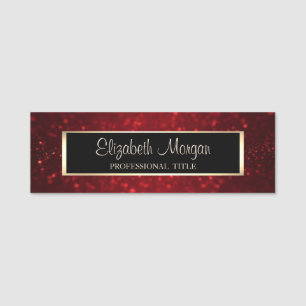 Elegant Stilvoll modern, Rahmen, Rot Glitzer Bokeh Namensschild