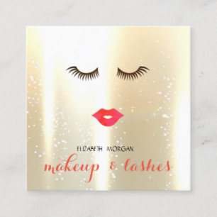 Elegant Stilvoll Modern Shinny, Lippen, Lashes Quadratische Visitenkarte