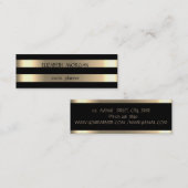 Elegant Stilvoll Modernes Gold gestreift, schwarz Mini Visitenkarte (Vorne/Hinten)