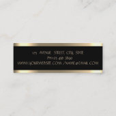 Elegant Stilvoll Modernes Gold gestreift, schwarz Mini Visitenkarte (Rückseite)