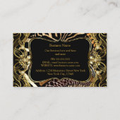 Elegant stilvoll Modernes Gold Schwarzes Wildtier Visitenkarte (Rückseite)