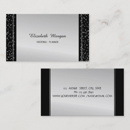 Elegant Stilvoll Modernes Silver Confetti Visitenkarte (Vorne/Hinten)