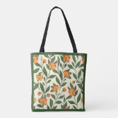 Elegant Stilvoll Niedlich Orange Botanical Floral Tasche (Rückseite)