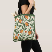 Elegant Stilvoll Niedlich Orange Botanical Floral Tasche (Von Nahem)