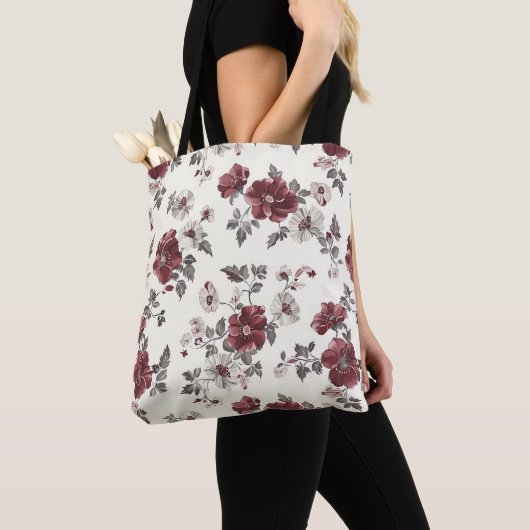 Elegant Stilvoll Niedliches Burgund Botanisches Fl Tasche (Von Nahem)