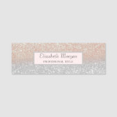 Elegant Stilvoll, Rahmen, Glitzer Bokeh Ombre Namensschild (Vorderseite)
