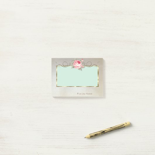 Elegant Stilvoll,Rahmen,Rose Post-it Klebezettel (Auf Schreibtisch)