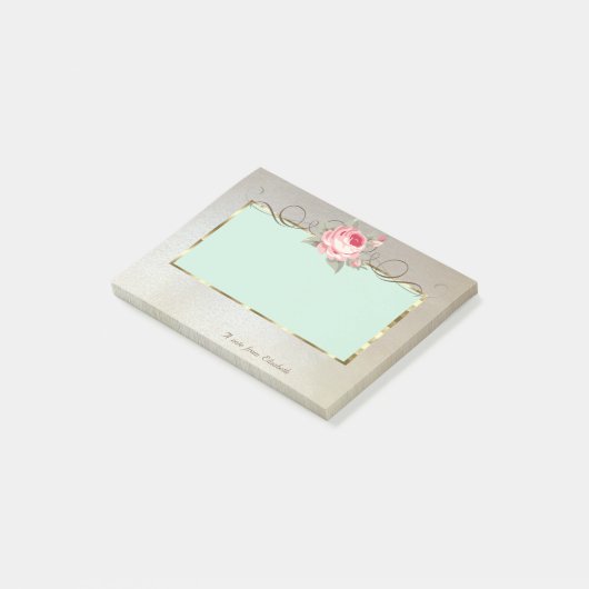 Elegant Stilvoll,Rahmen,Rose Post-it Klebezettel (angewinkelt)