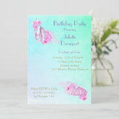 Elegant Stilvoll Rosa Wasserfarbenballett Geburtst Einladung (Stehend Vorderseite)