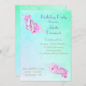 Elegant Stilvoll Rosa Wasserfarbenballett Geburtst Einladung (Vorne/Hinten)