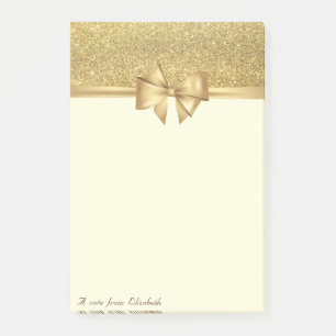 Elegant stilvoll, Schleife, Gold Glitter Post-it Klebezettel