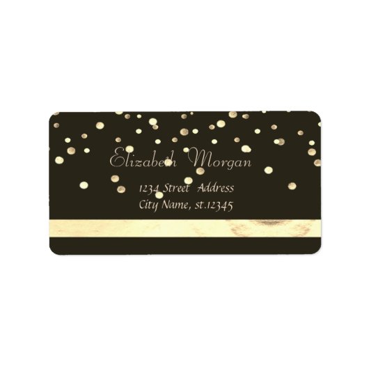 Elegant stilvoll,schwarz,Fux Gold Foil Confetti Adressaufkleber (Vorne)