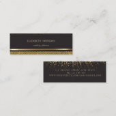 Elegant stilvoll schwarz , Gold Sequins, Foil Conf Mini Visitenkarte (Vorne/Hinten)