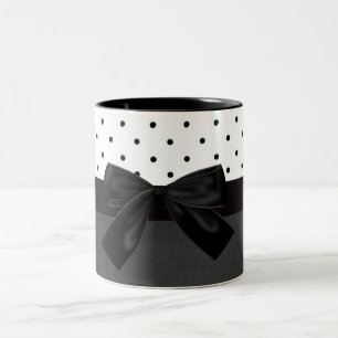 Elegant stilvoll schwarz, weiße Tupfen - schwarze Zweifarbige Tasse