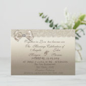 Elegant, stilvoll, Spitze, Bow Hochzeit Einladung (Stehend Vorderseite)