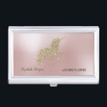 Elegant Stilvoll Trendy Glitzer Unicorn Visitenkarten Dose<br><div class="desc">Dieses Bild zeigt den goldenen Glitzer Einhorn auf einem goldenen Hintergrund der Rose. Stilvolles und raffiniertes Design.</div>