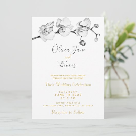 Elegant stilvoll und modern, einfach, floral Botan Einladung (Stehend Vorderseite)