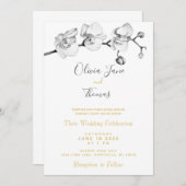 Elegant stilvoll und modern, einfach, floral Botan Einladung (Vorne/Hinten)