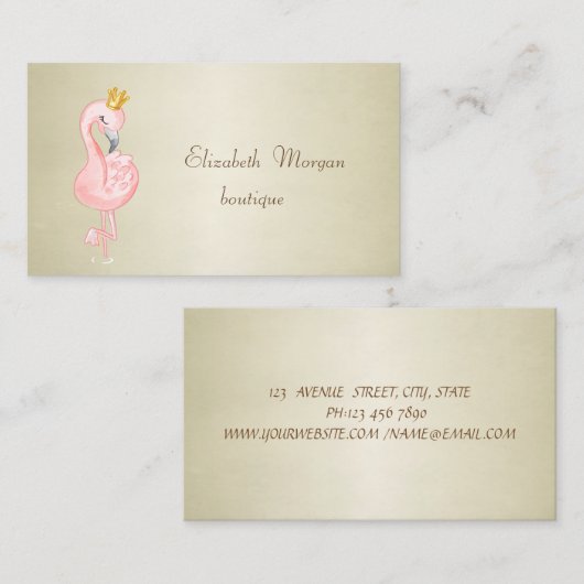 Elegant stilvoll und professionell rosa Flamingo C Visitenkarte (Vorne/Hinten)