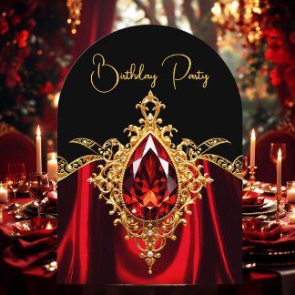 Elegant Stilvoll zum Geburtstag Regal Red Gold Jew Einladung