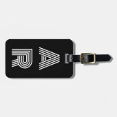 Elegant Stilvoll Zwei fette Monogram Initial Black Gepäckanhänger (Vorderseite horizontal)