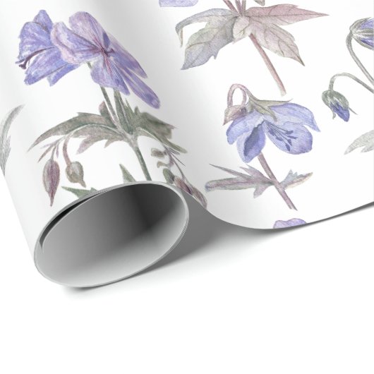 Elegant Stilvolle Aquarellblumen, Pastel Purple Bl Geschenkpapier (Rolleneckpunkt)