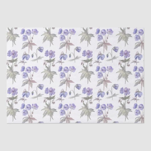 Elegant Stilvolle Aquarellblumen, Pastel Purple Bl Seidenpapier (Vorderseite)