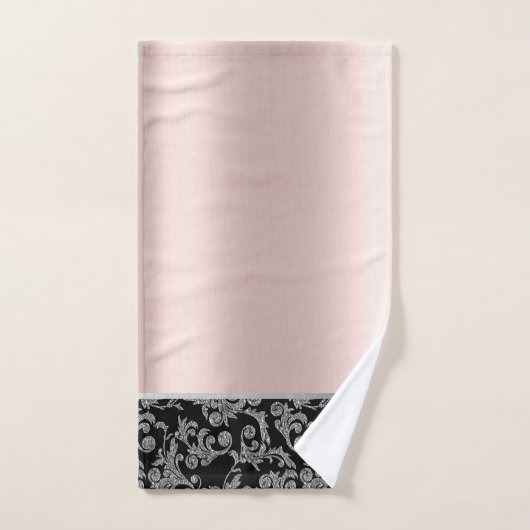 Elegant Stilvolle Black Silver Wirbel Rose Gold Badhandtuch Set (Handtuch)