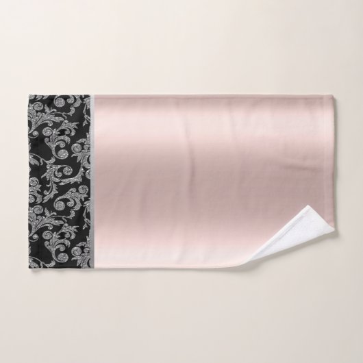 Elegant Stilvolle Black Silver Wirbel Rose Gold Badhandtuch Set (Handtuch)