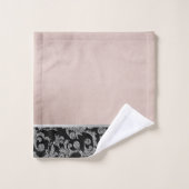 Elegant Stilvolle Black Silver Wirbel Rose Gold Badhandtuch Set (Waschlappen)