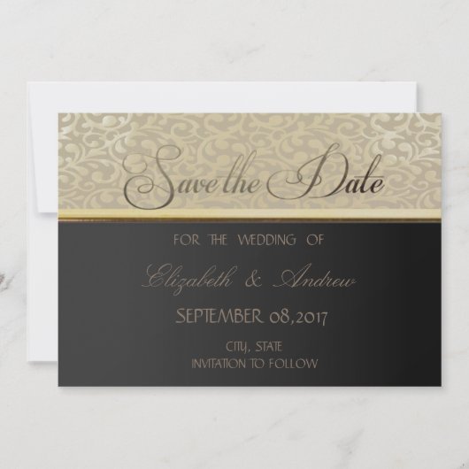 Elegant Stilvolle Black Wedding Speichern Sie das  Save The Date (Vorderseite)
