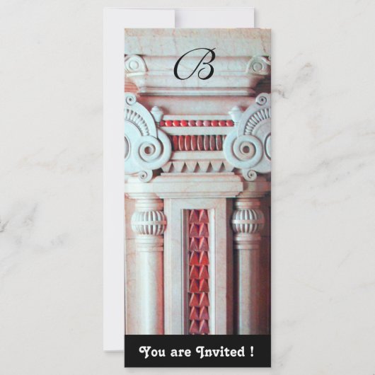 ELEGANT STILVOLLE DECOR, rot-weiß schwarz Einladung (Vorderseite)